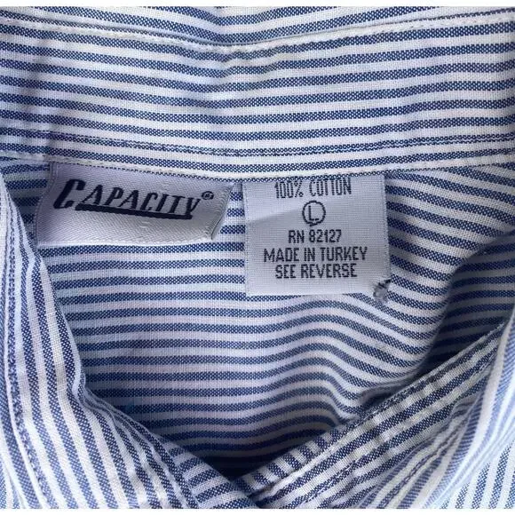 VTG 90 Capacity Women Large Embroidered flower Striped long sleeve shirt - Picture 3 of 4